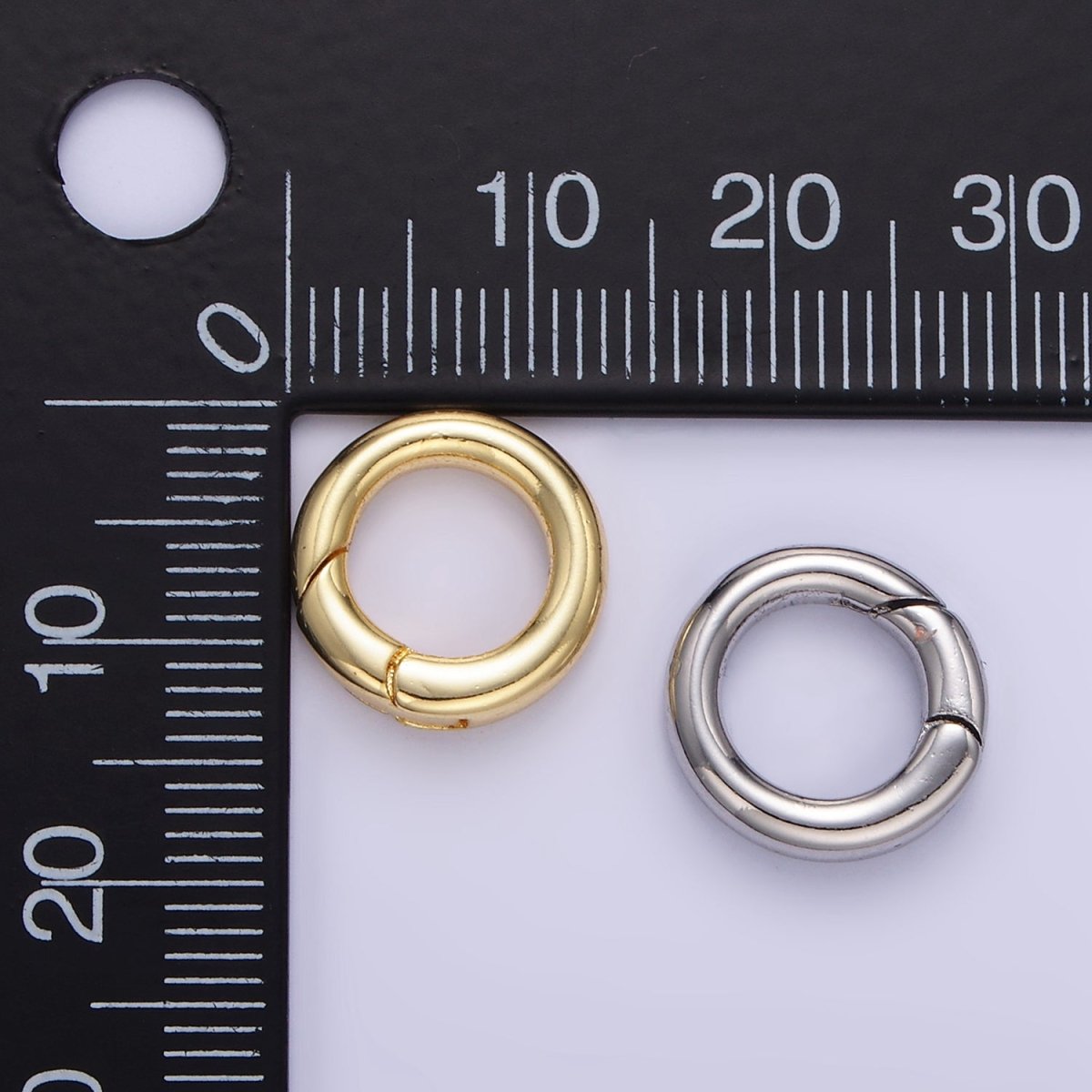 24K Gold Filled 13mm Round Push Gate Findings in Gold & Silver | L079
