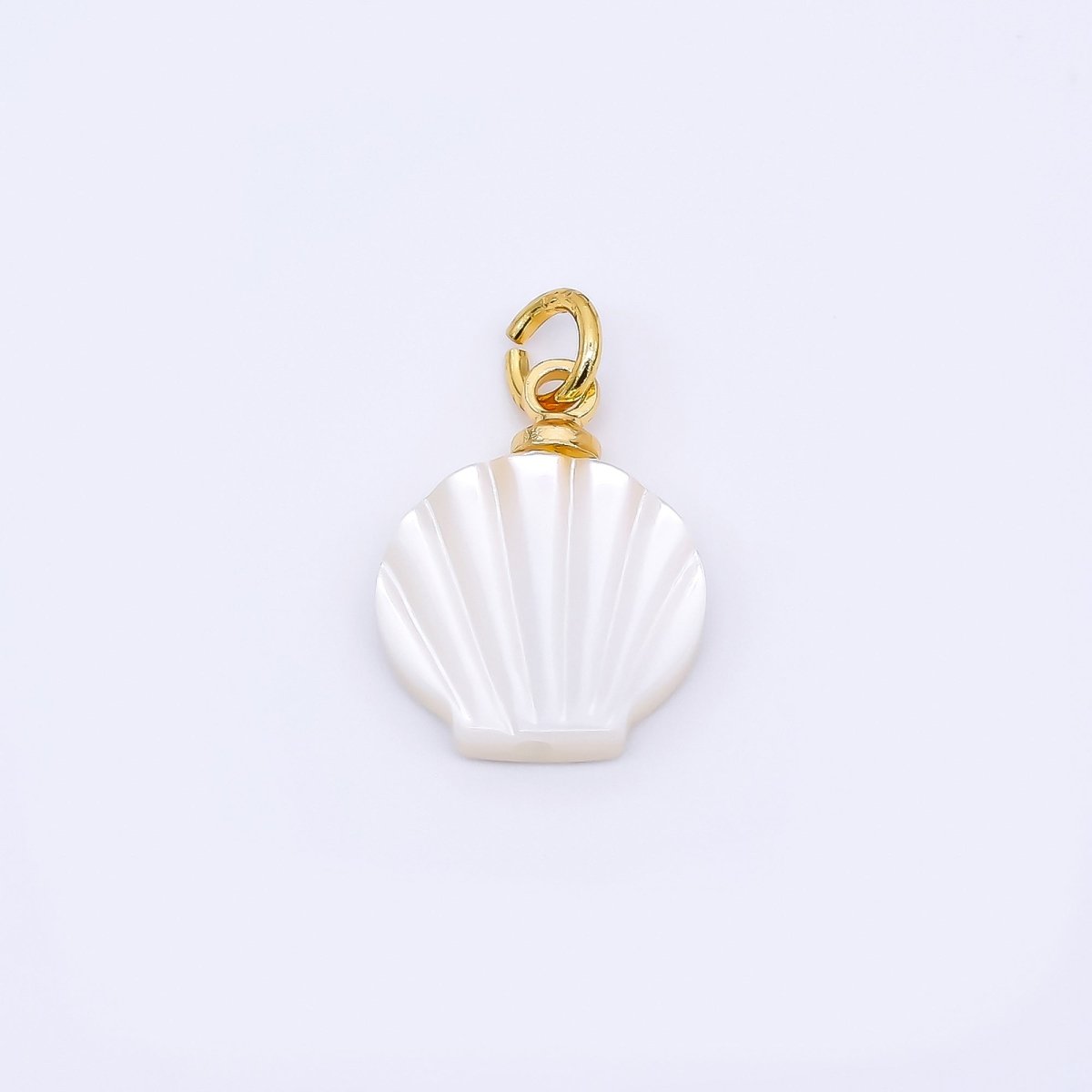 24K Gold Filled 13mm Shell Pearl Scallop Fan-Shaped Sea Shell Charm ...