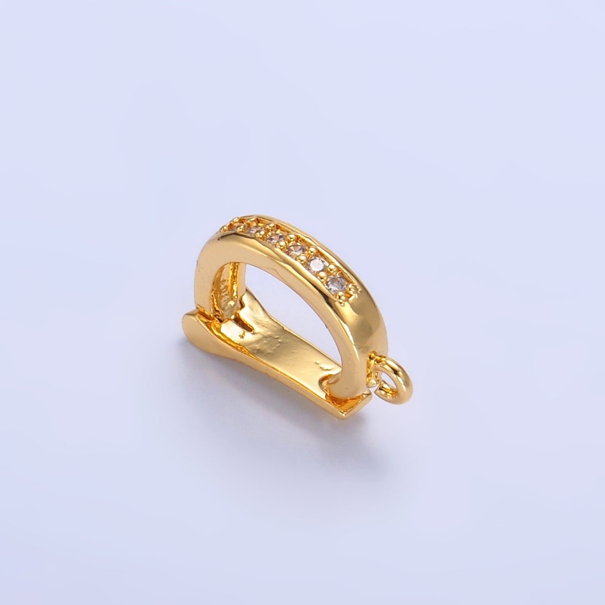 24K Gold Filled 14.5mm Micro Paved CZ Snap Latch Bail Finding | Z1087 - DLUXCA