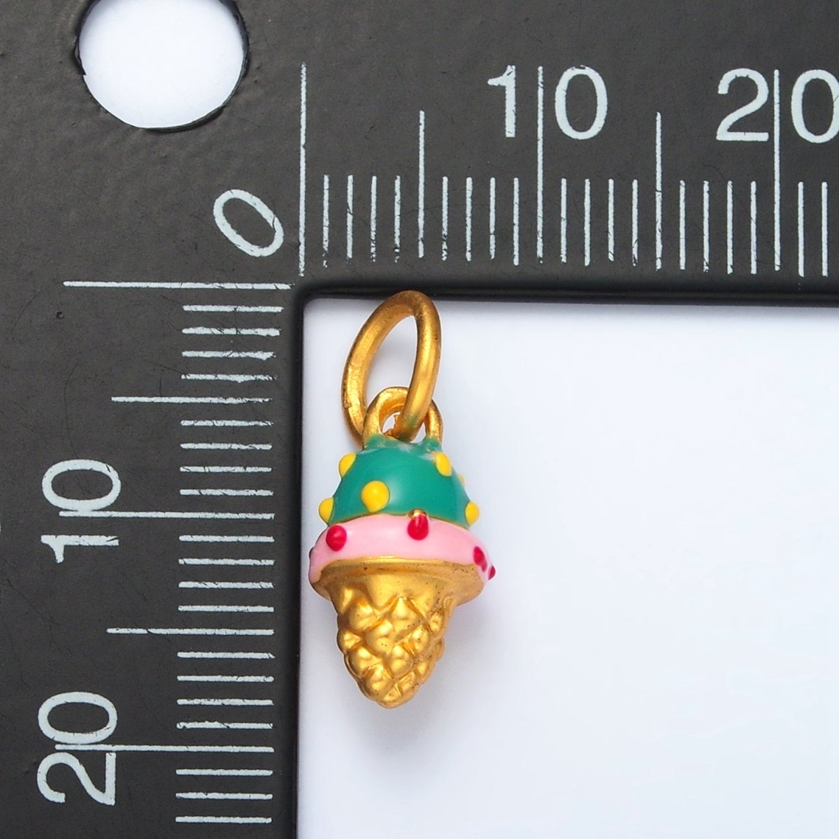 24K Gold Filled 14mm Blue & Pink Ice Cream Kids Charm | M234 - DLUXCA
