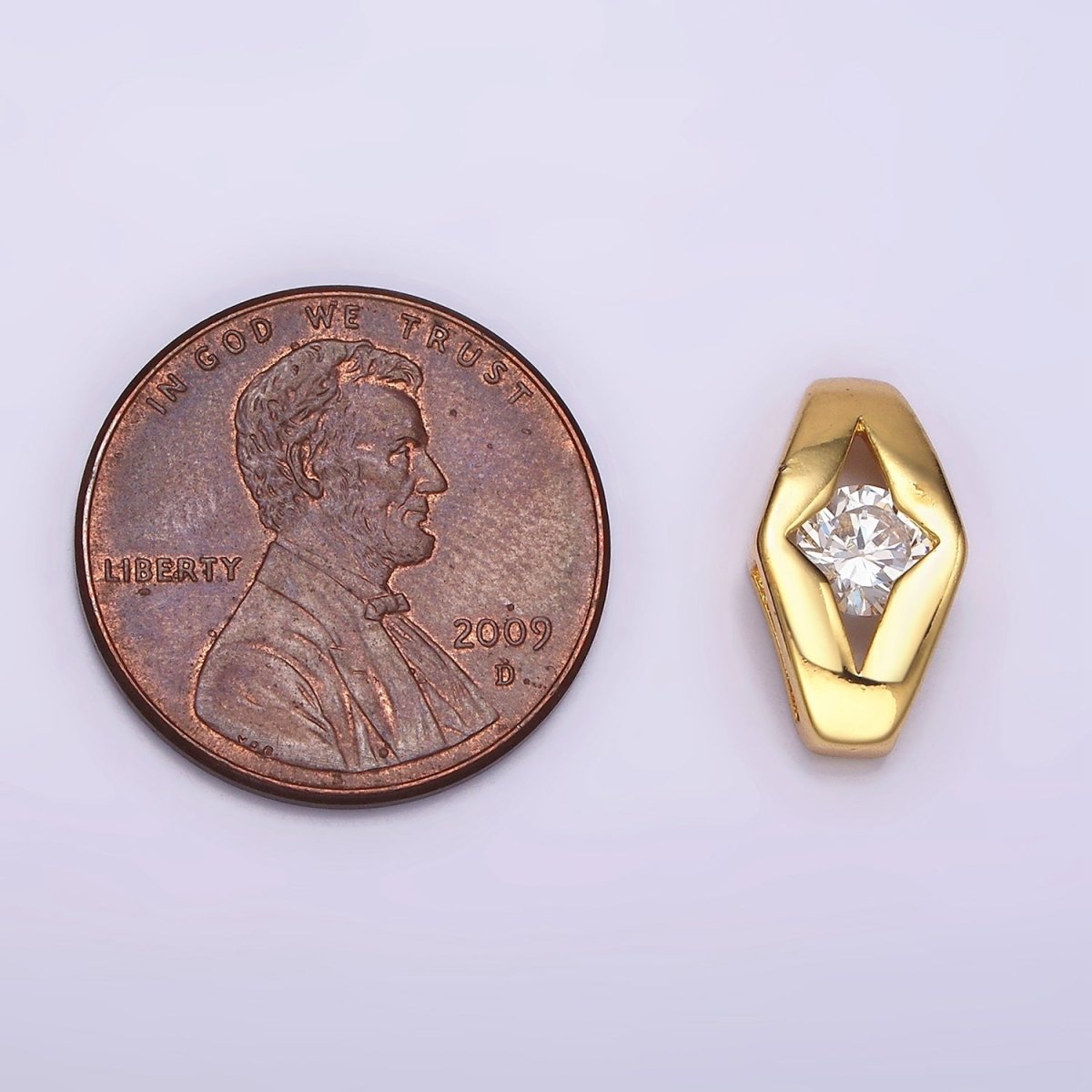 24K Gold Filled 14mm Clear Round CZ Open Celestial Star Geometric Bead | B843 - DLUXCA