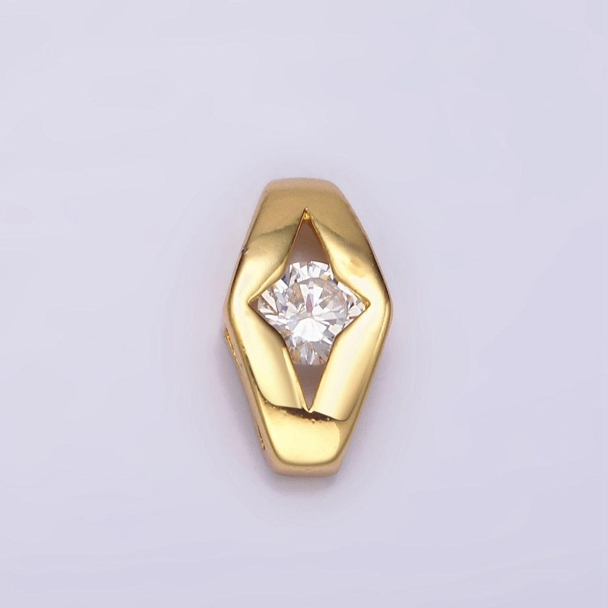 24K Gold Filled 14mm Clear Round CZ Open Celestial Star Geometric Bead | B843 - DLUXCA