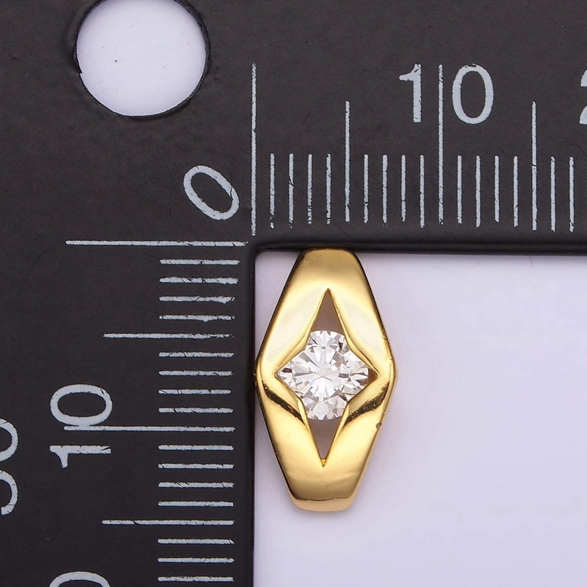 24K Gold Filled 14mm Clear Round CZ Open Celestial Star Geometric Bead | B843 - DLUXCA