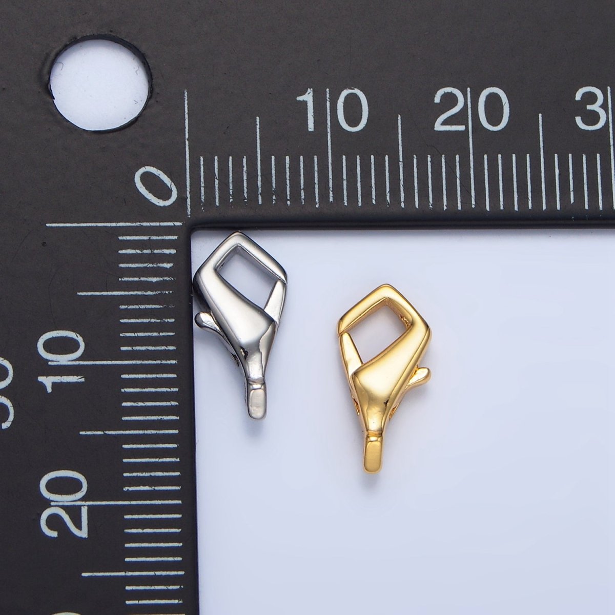 24K Gold Filled 14mm Geometric Edged Lobster Claw Clasps Closure Findings in Gold & Silver | Z962