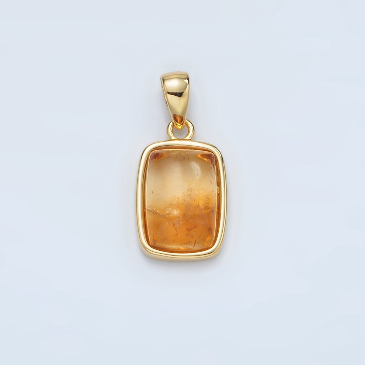 24K Gold Filled 18mm Natural Gemstone Rectangular Bezel Pendant | AA1402 - A1406