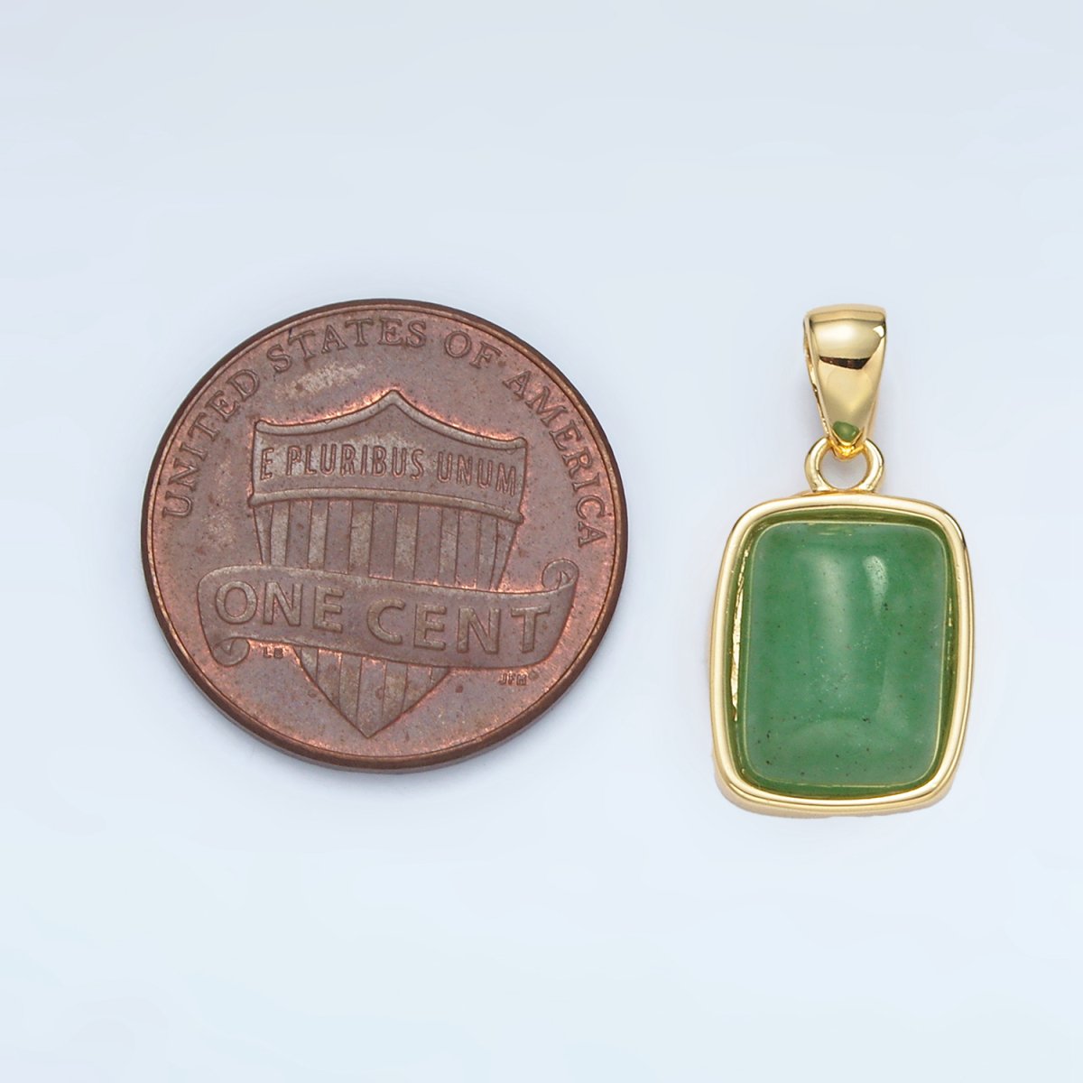 24K Gold Filled 18mm Natural Gemstone Rectangular Bezel Pendant | AA1402 - A1406