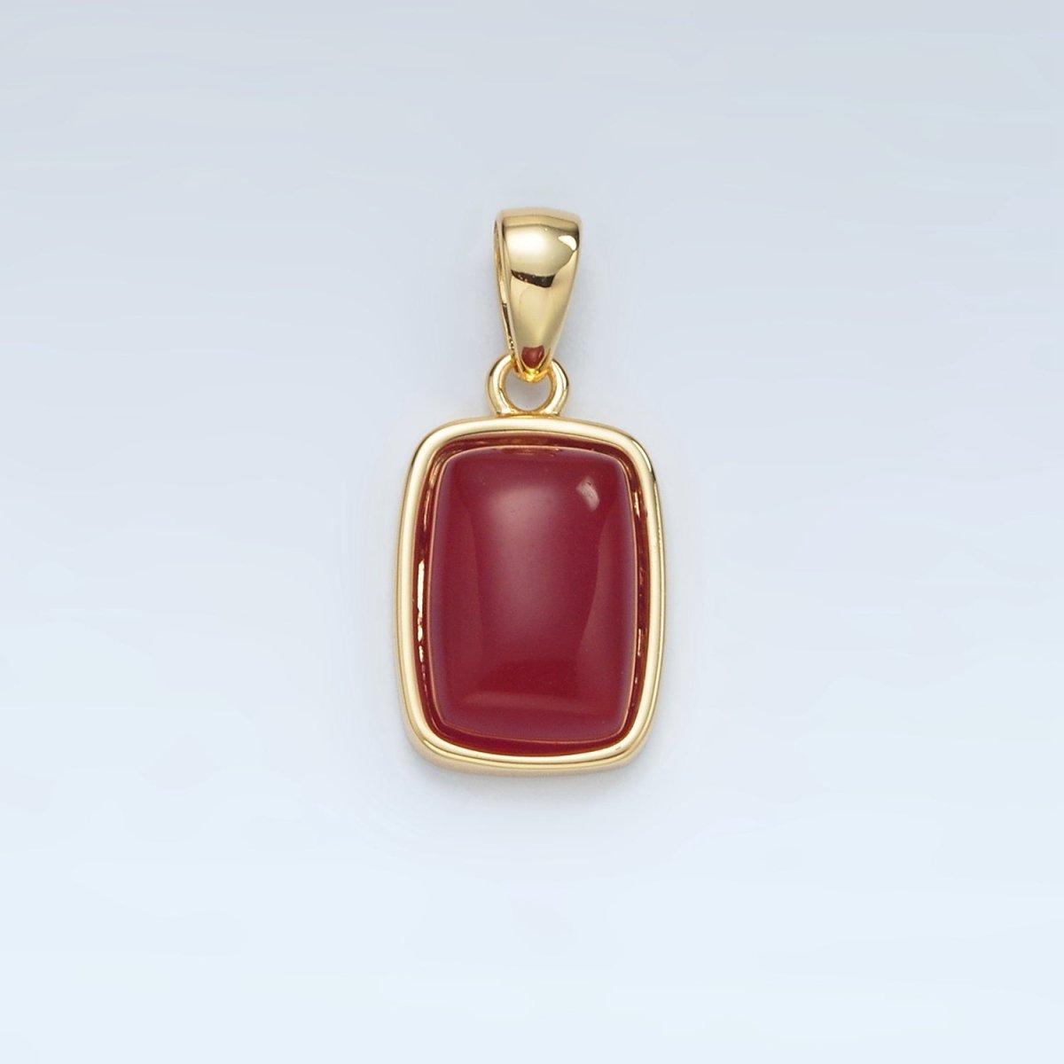 24K Gold Filled 18mm Natural Gemstone Rectangular Bezel Pendant | AA1402 - A1406