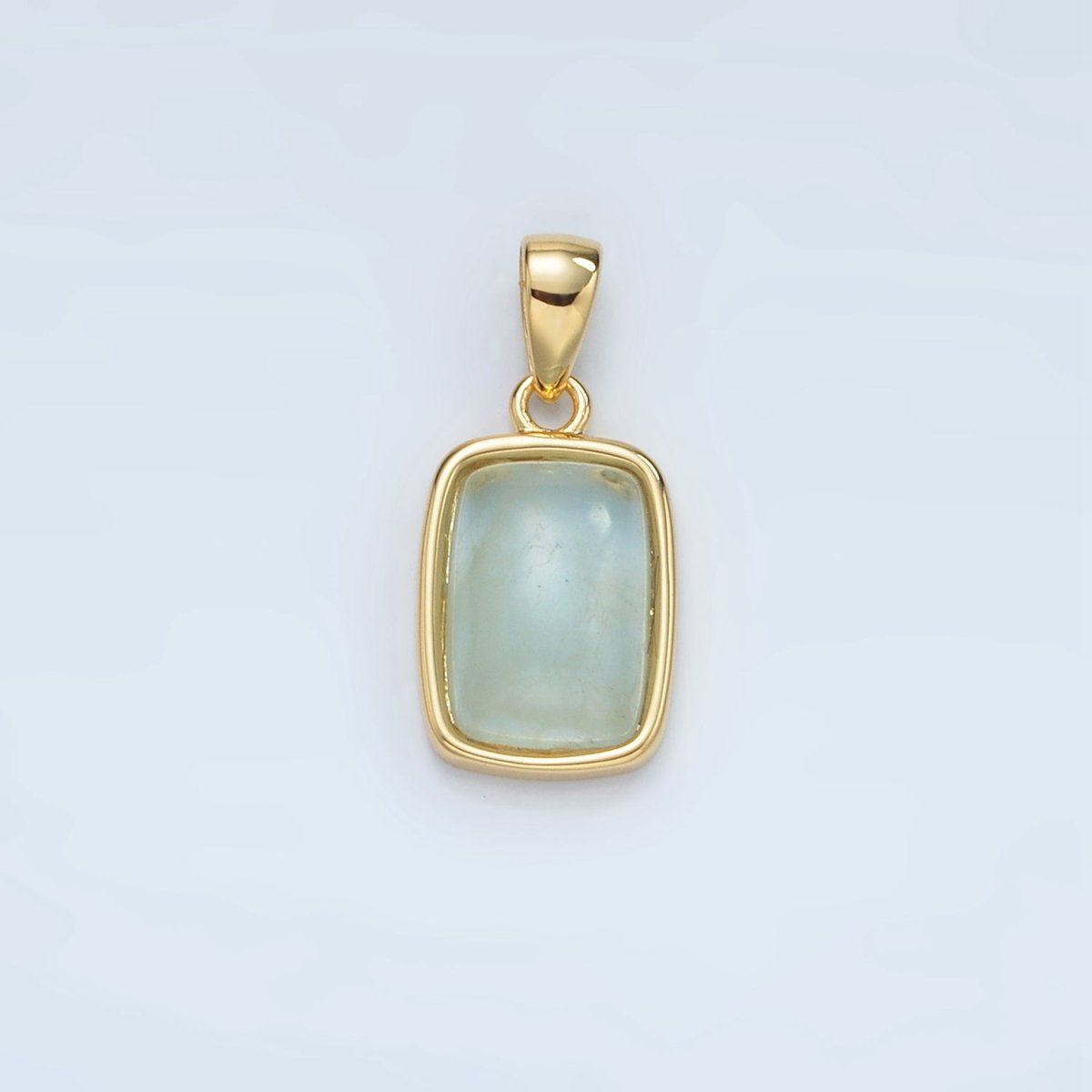 24K Gold Filled 18mm Natural Gemstone Rectangular Bezel Pendant | AA1402 - A1406