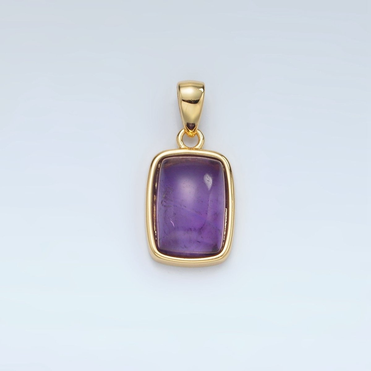 24K Gold Filled 18mm Natural Gemstone Rectangular Bezel Pendant | AA1402 - A1406