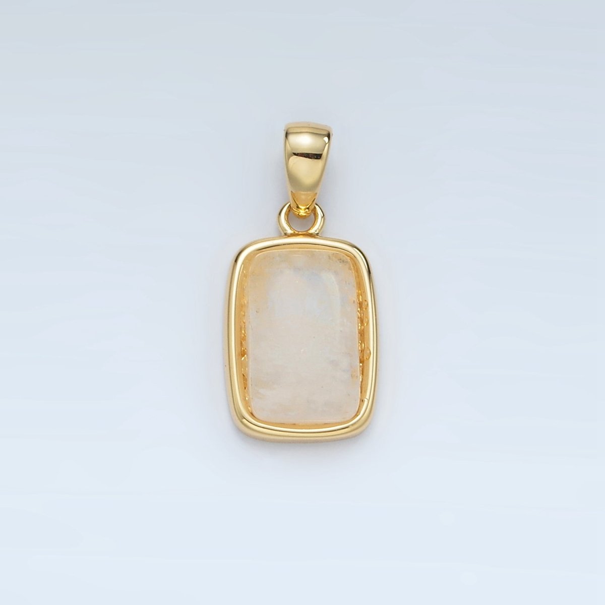 24K Gold Filled 18mm Natural Gemstone Rectangular Bezel Pendant | AA1402 - A1406
