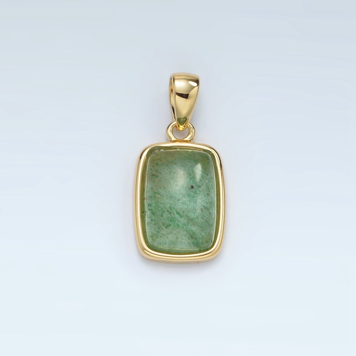24K Gold Filled 18mm Natural Gemstone Rectangular Bezel Pendant | AA1402 - A1406