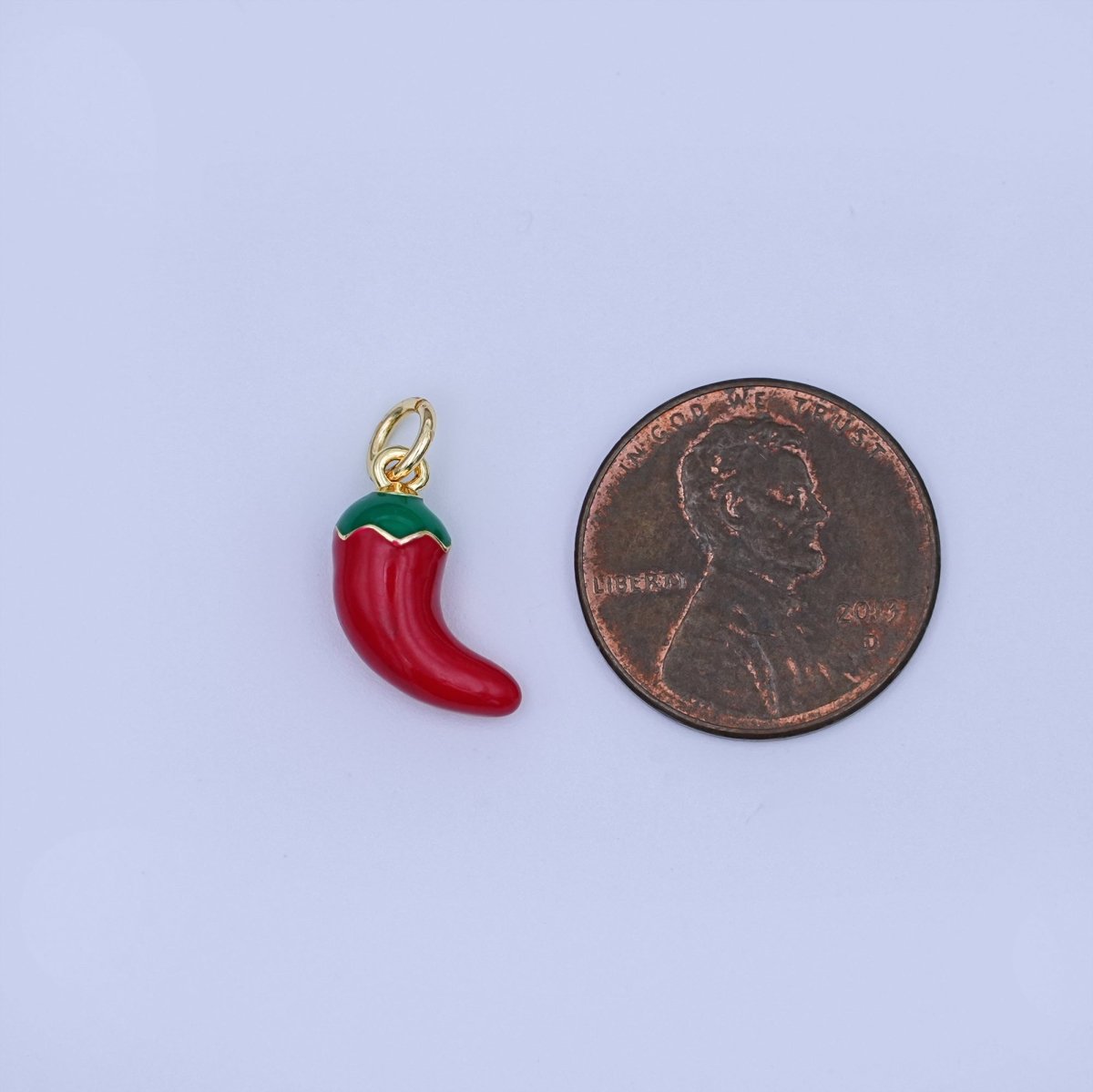 24K Gold Filled 14mm Red Enamel Chili Fresno Charm | X117 - DLUXCA