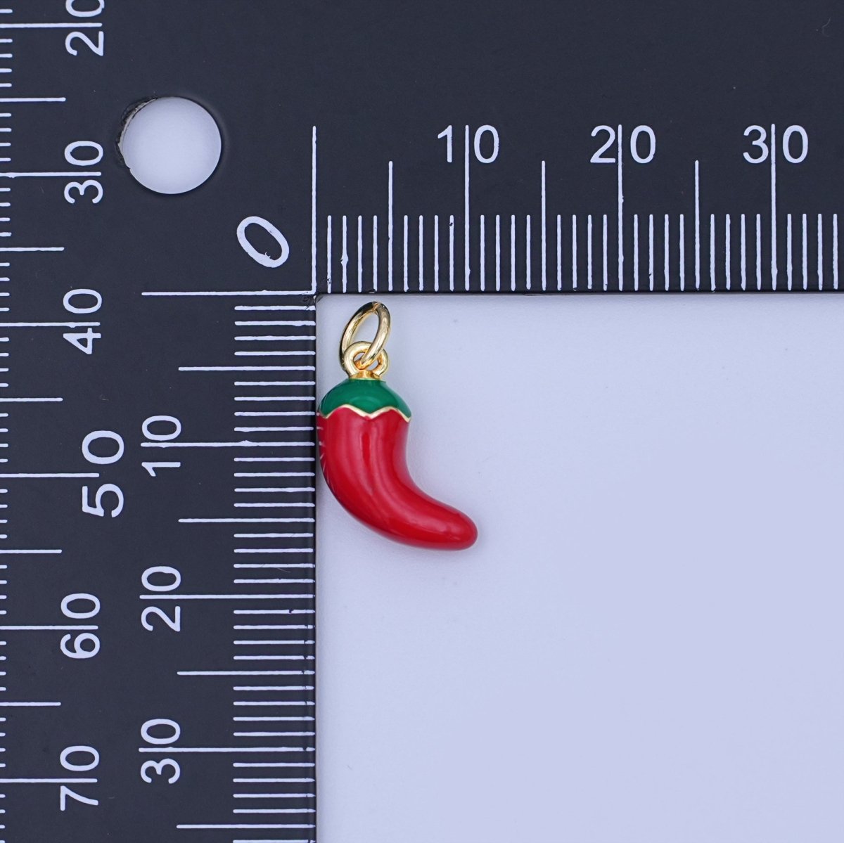 24K Gold Filled 14mm Red Enamel Chili Fresno Charm | X117 - DLUXCA