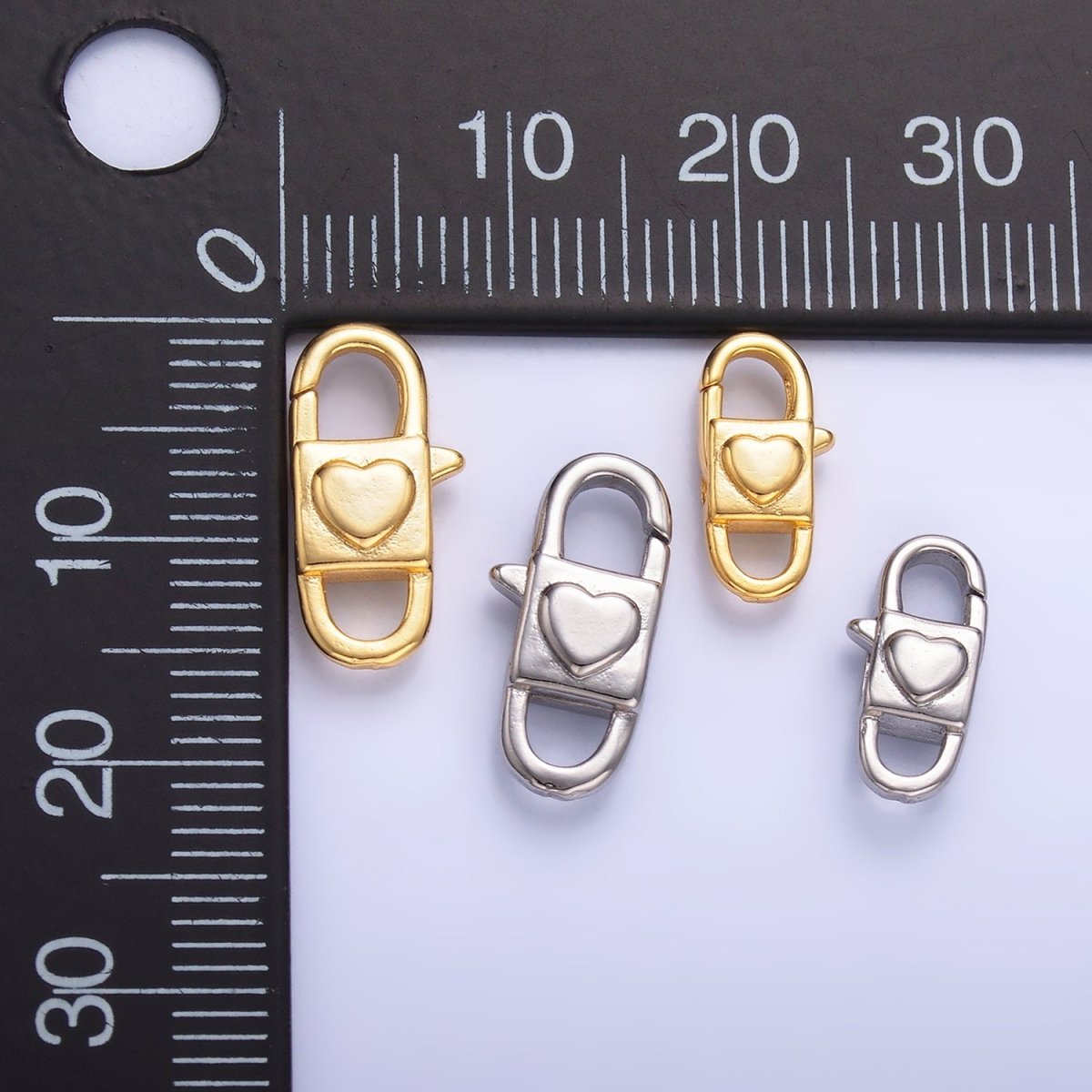 24K Gold Filled 15.5mm, 12.5mm Heart Oblong Lobster Clasps Closure Findings in Gold & Silver | Z1081 Z1082