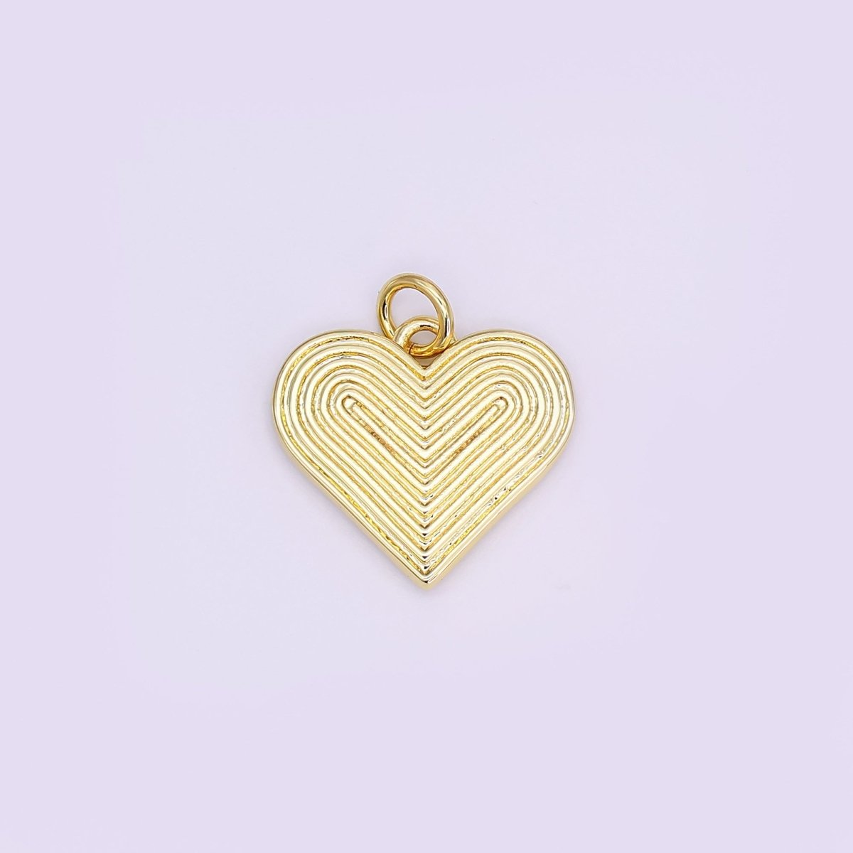 24K Gold Filled 15.5mm Groovy Lined Heart Charm | N108 - DLUXCA