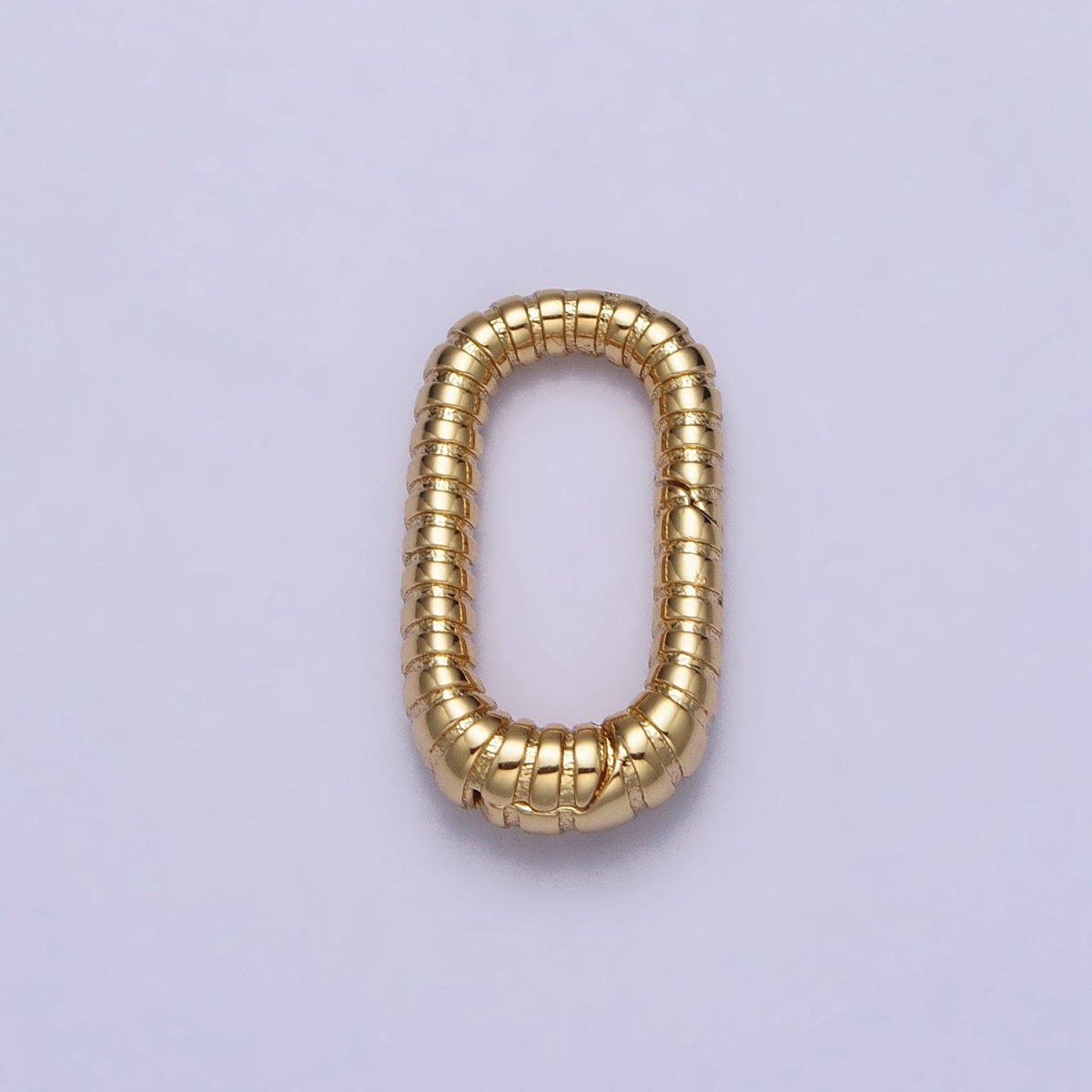 24K Gold Filled 15.5mm Textured Striped Oblong Push Gate Jewelry Supply in Gold & Silver | Z-121 Z-122