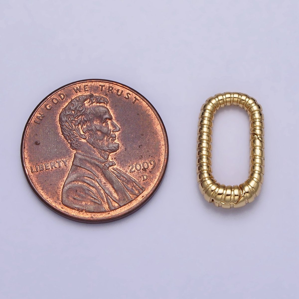 24K Gold Filled 15.5mm Textured Striped Oblong Push Gate Jewelry Supply in Gold & Silver | Z-121 Z-122