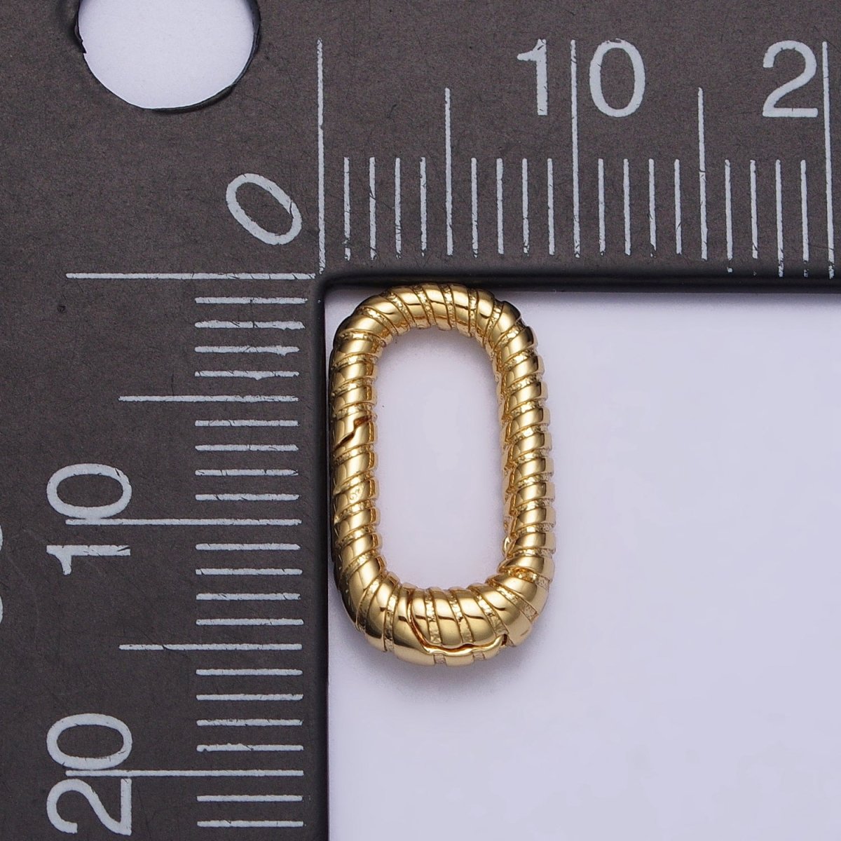 24K Gold Filled 15.5mm Textured Striped Oblong Push Gate Jewelry Supply in Gold & Silver | Z-121 Z-122