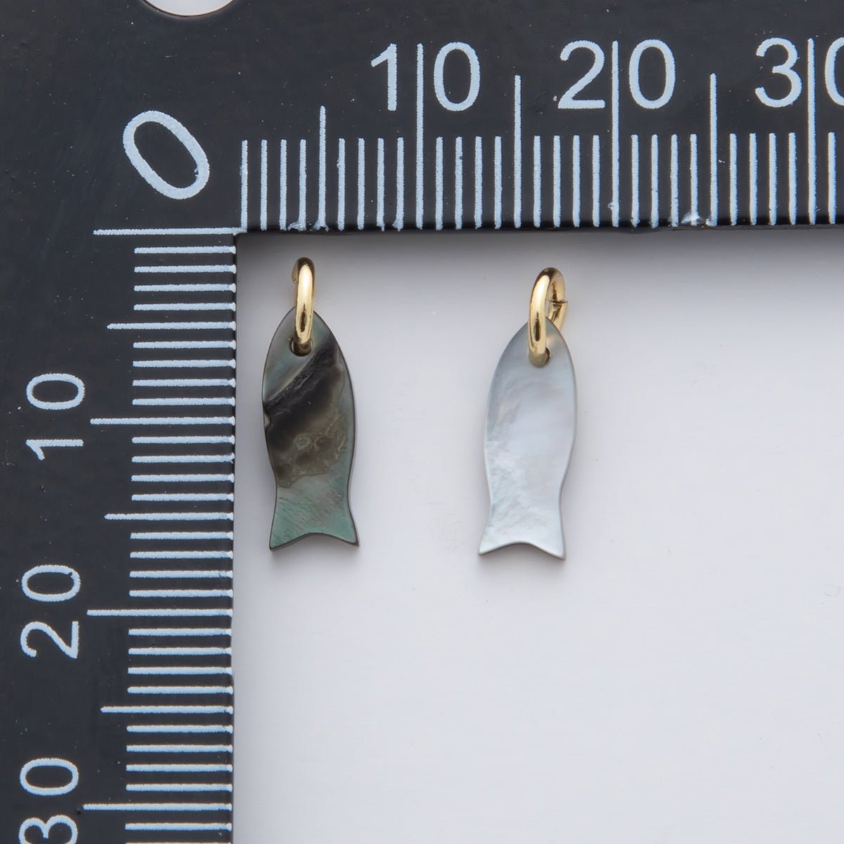 24K Gold Filled 15mm Abalobe Gemstone Fish Charm | D264 - DLUXCA