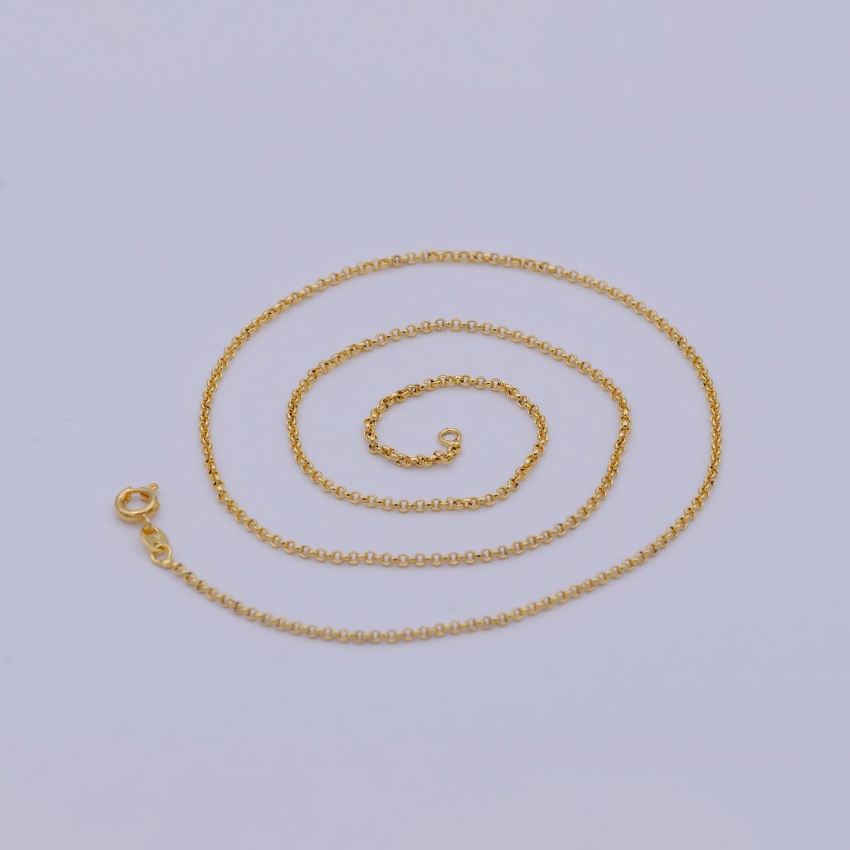 24K Gold Filled 1.5mm Dainty Round Rolo 18 Inch Layering Chain Necklace | WA-468 Clearance Pricing - DLUXCA