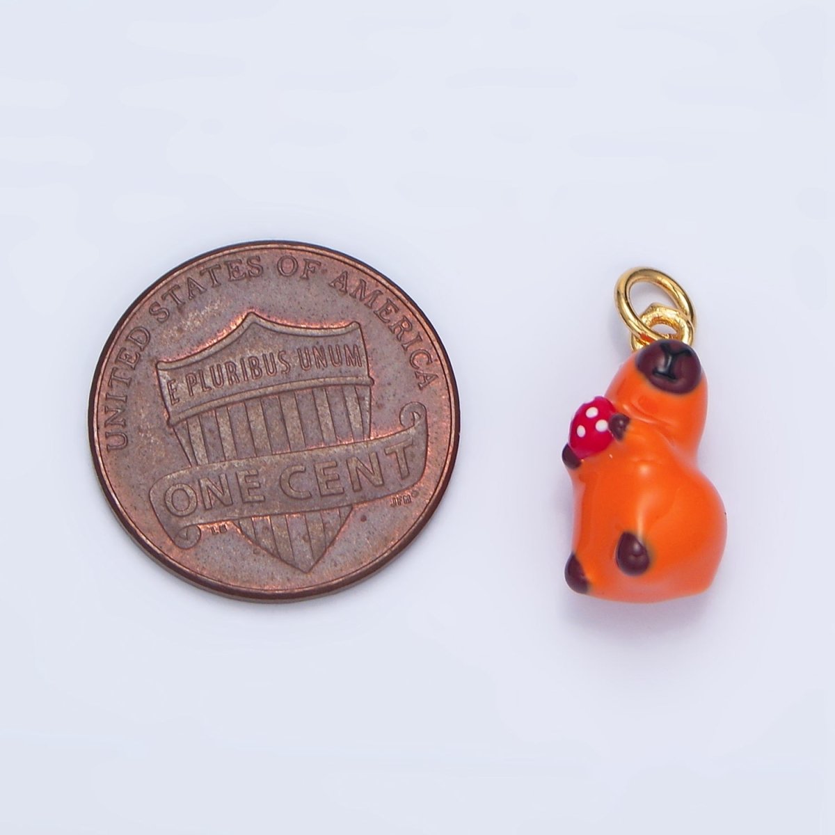 24K Gold Filled 15mm Glass Capybara with Mushroom Charm | X583 - DLUXCA
