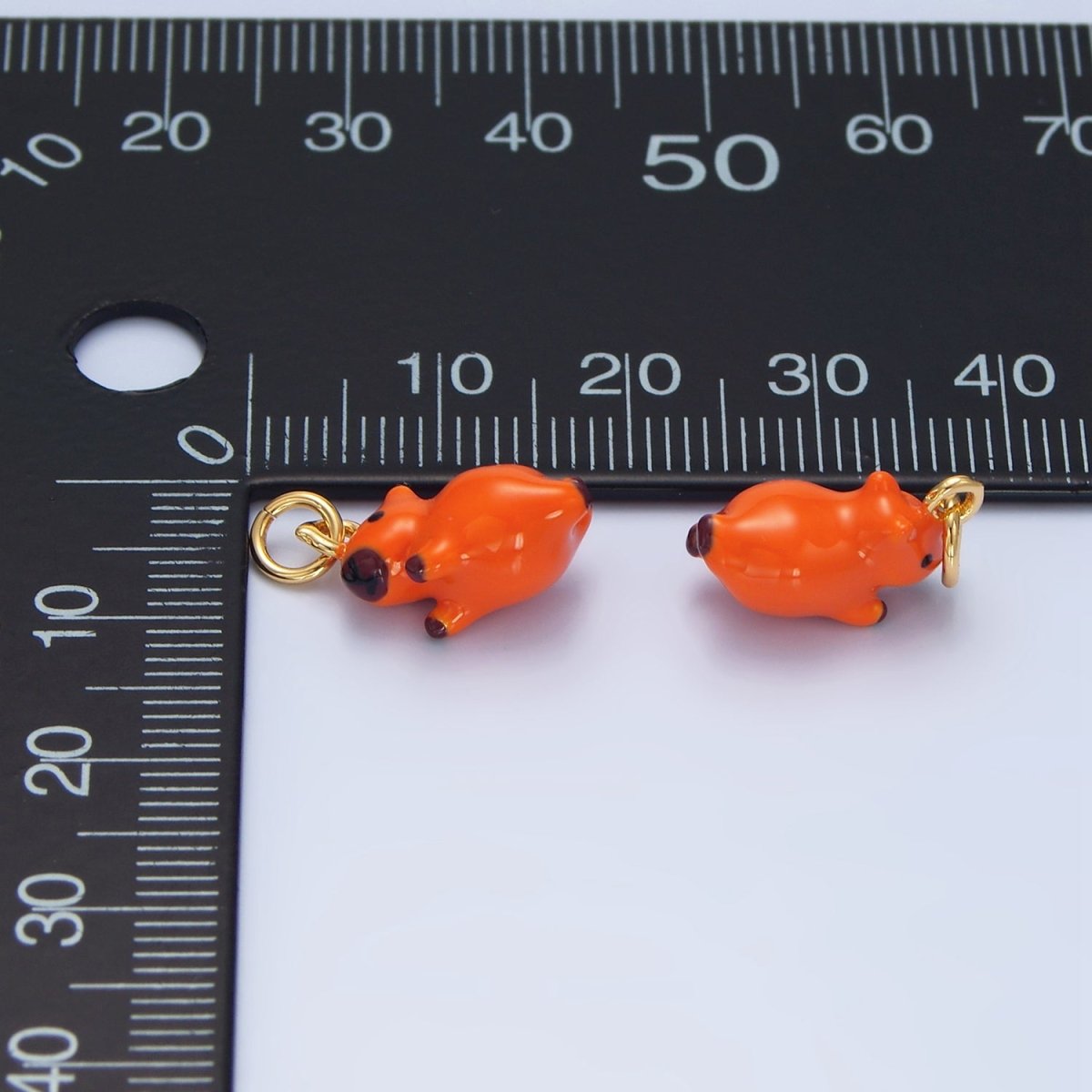 24K Gold Filled 15mm Glass Sitting Belly Flop Capybara Animal Charm | X580 - DLUXCA