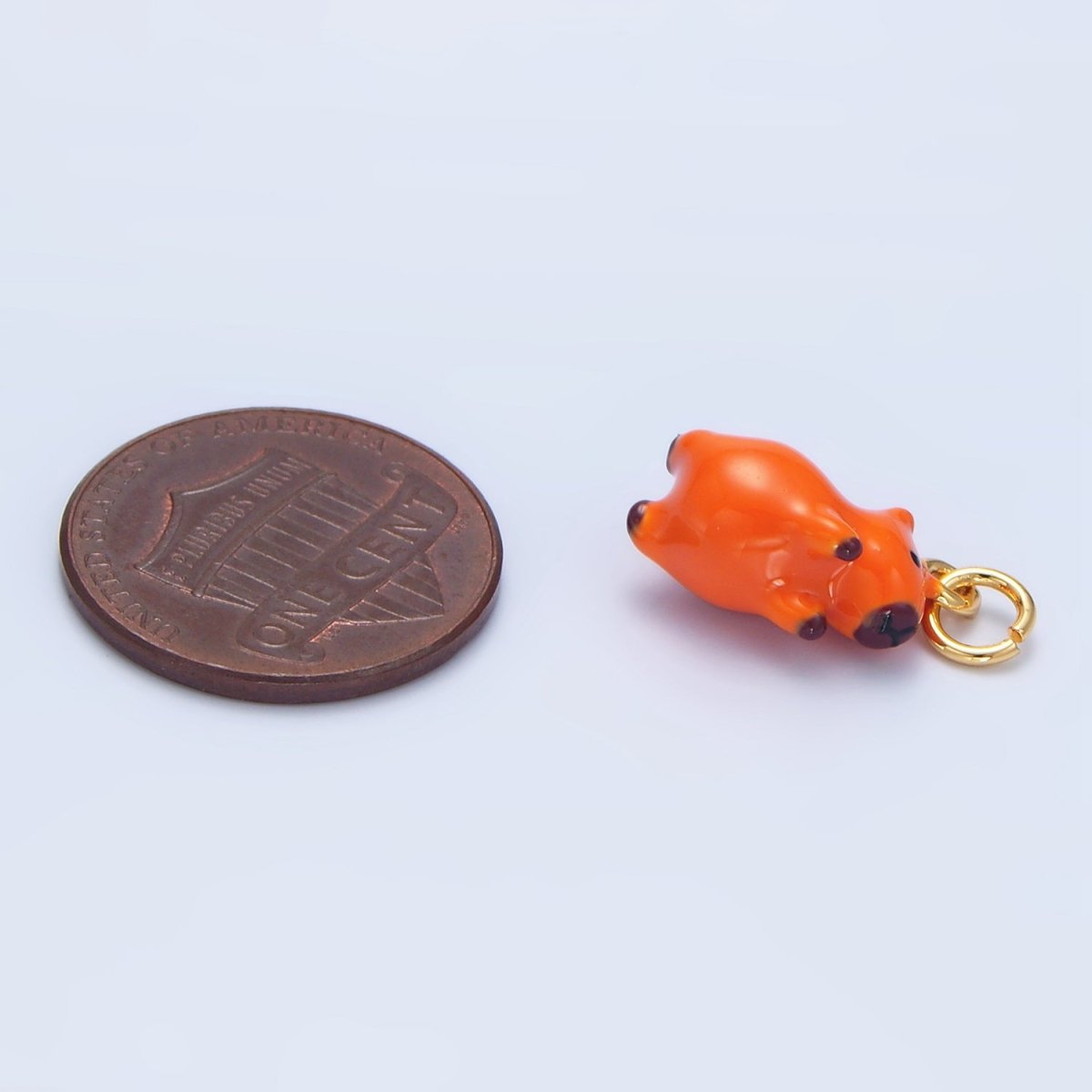 24K Gold Filled 15mm Glass Sitting Belly Flop Capybara Animal Charm | X580 - DLUXCA