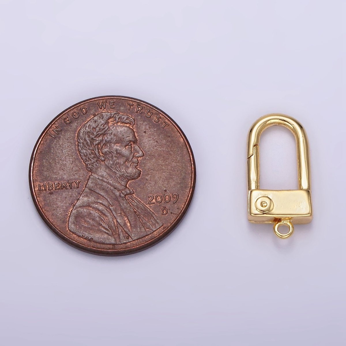 24K Gold Filled 15mm Half Oblong Push Spring Gate Jewelry Findings Supply | Z577 - DLUXCA