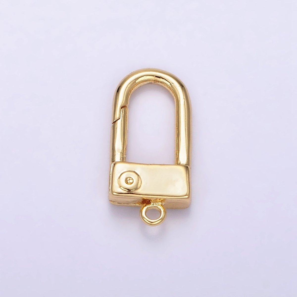 24K Gold Filled 15mm Half Oblong Push Spring Gate Jewelry Findings Supply | Z577 - DLUXCA