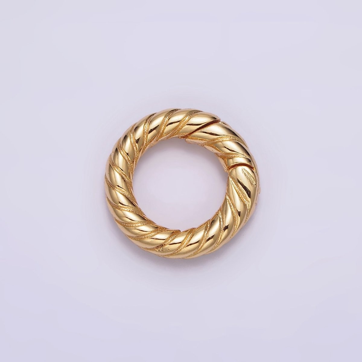 24K Gold Filled 15mm Line-Textured Round Push Spring Gate Jewelry Making Supply | Z-436 - DLUXCA