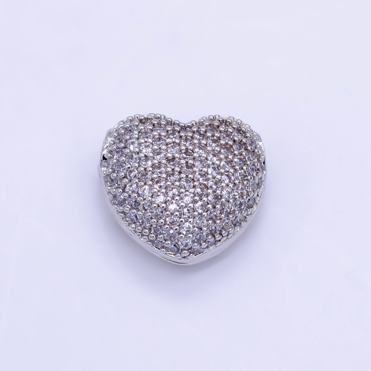 24K Gold Filled 15mm Micro Paved CZ Chubby Heart Bead in Gold & Silver | B290