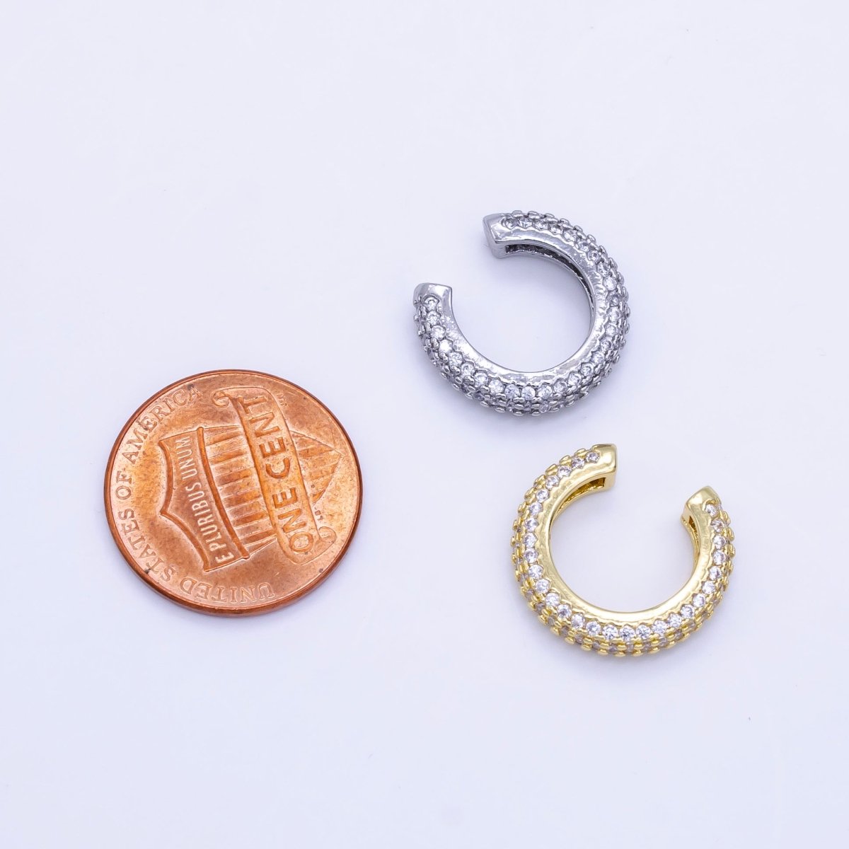 24K Gold Filled 15mm Micro Paved CZ Ear Cuff Earring in Gold & Silver | AI169