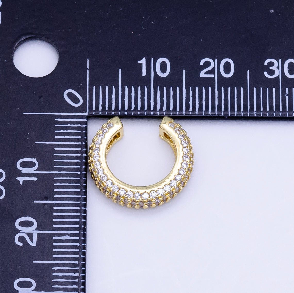 24K Gold Filled 15mm Micro Paved CZ Ear Cuff Earring in Gold & Silver | AI169