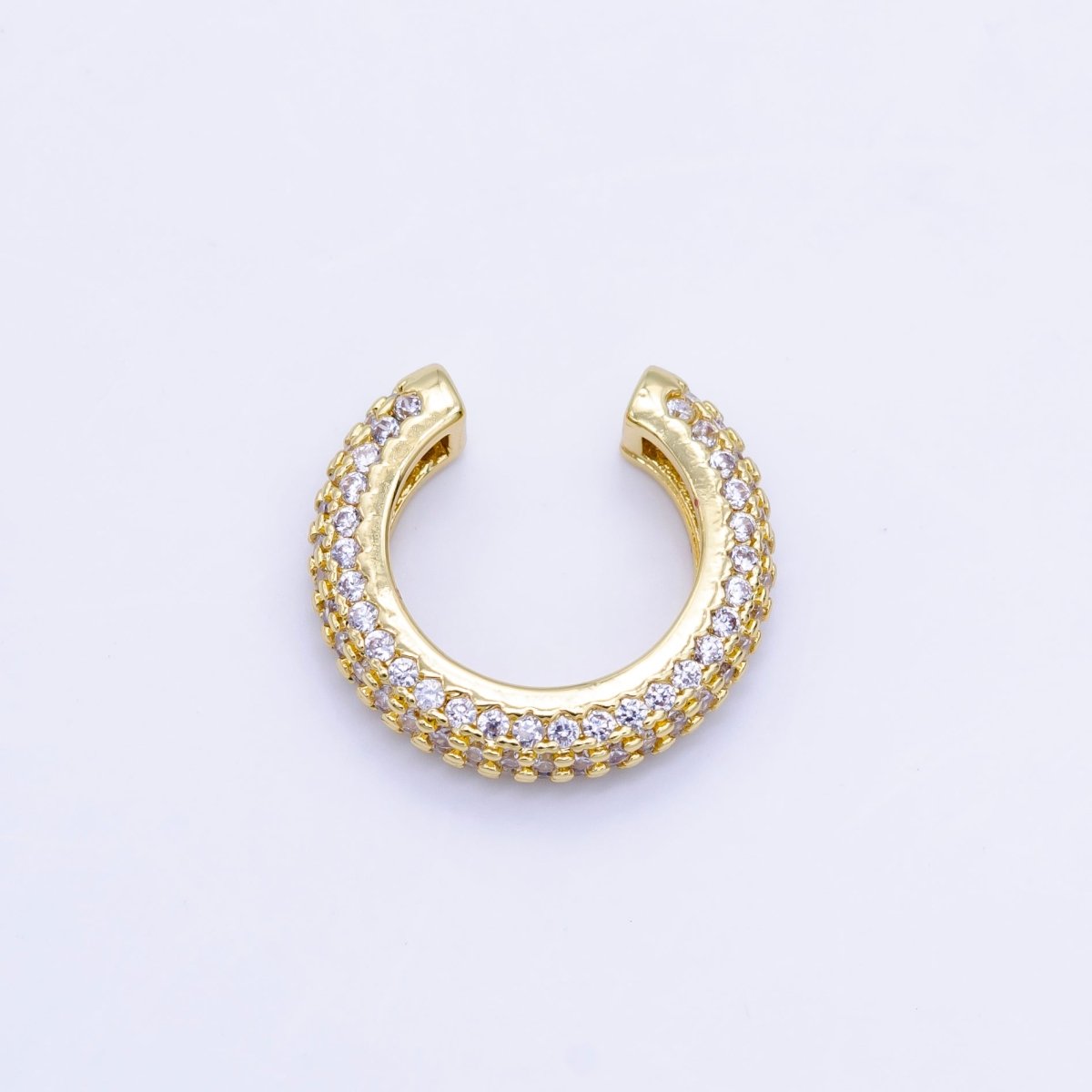 24K Gold Filled 15mm Micro Paved CZ Ear Cuff Earring in Gold & Silver | AI169