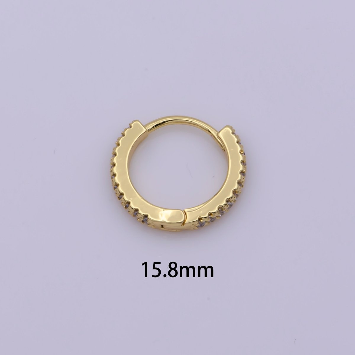 24K Gold Filled 15mm Micro Paved CZ Huggie Earrings in Gold & Silver | AB1186