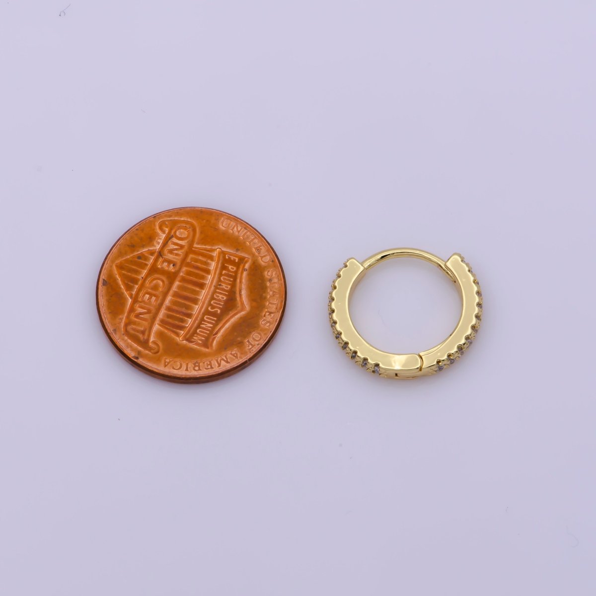 24K Gold Filled 15mm Micro Paved CZ Huggie Earrings in Gold & Silver | AB1186