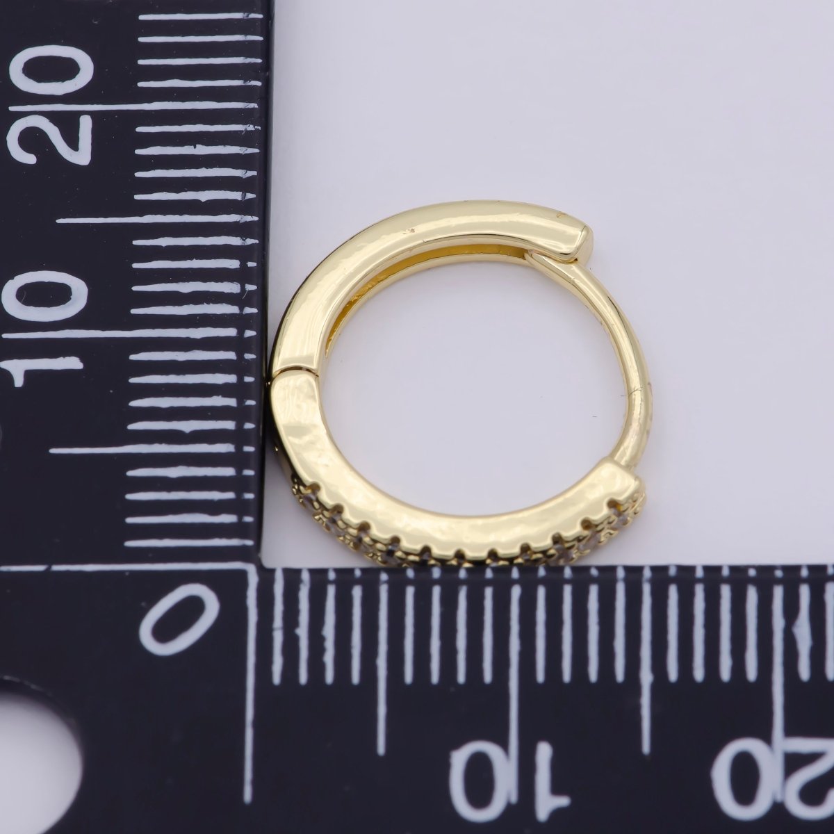24K Gold Filled 15mm Micro Paved CZ Huggie Earrings in Gold & Silver | AB1203