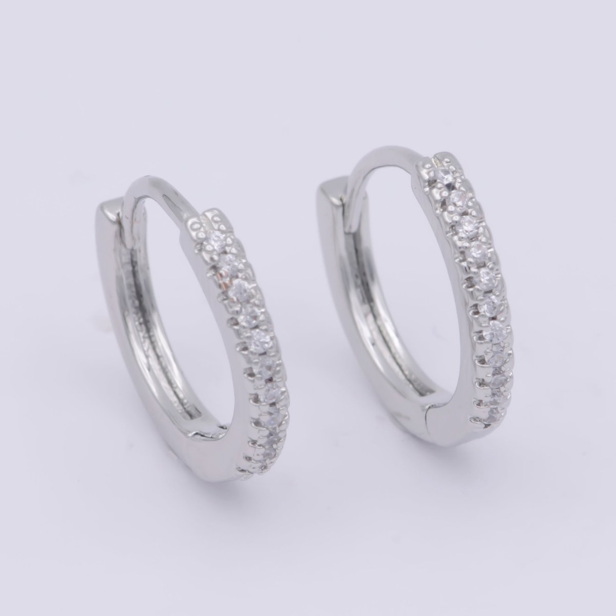24K Gold Filled 15mm Micro Paved CZ Huggie Earrings in Gold & Silver | AB1203
