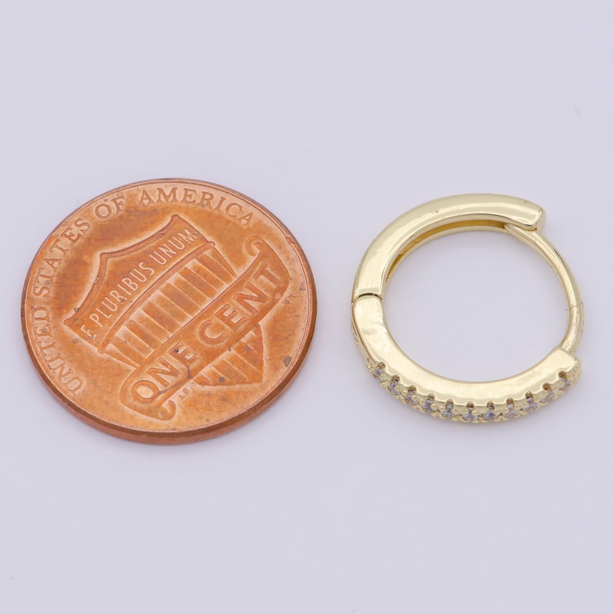 24K Gold Filled 15mm Micro Paved CZ Huggie Earrings in Gold & Silver | AB1203