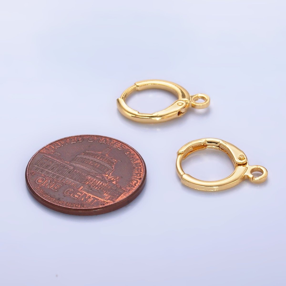 24K Gold Filled 15mm Minimalist Hinge Huggie Open Loop Drop Earring Findings | Z1279 - DLUXCA