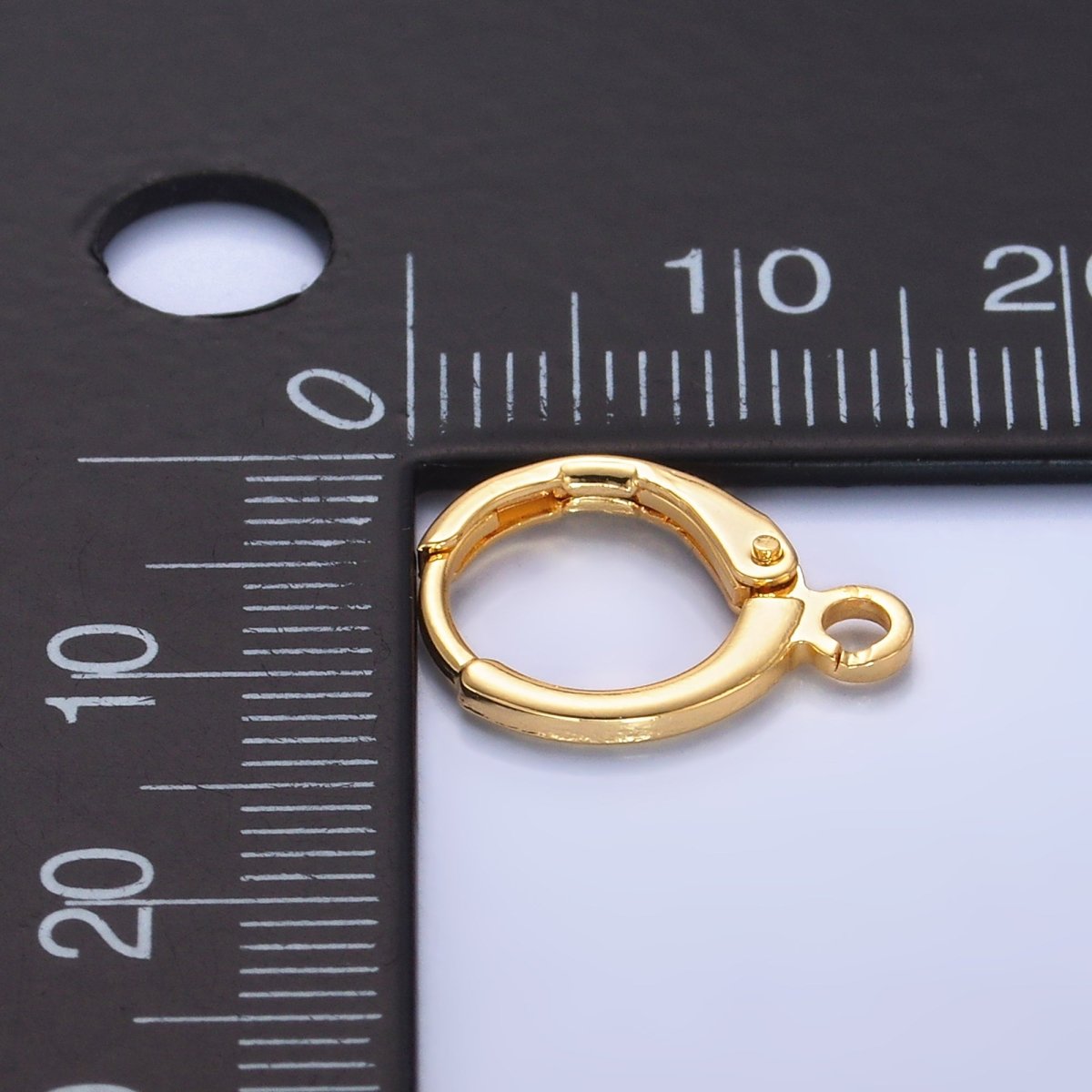24K Gold Filled 15mm Minimalist Hinge Huggie Open Loop Drop Earring Findings | Z1279 - DLUXCA