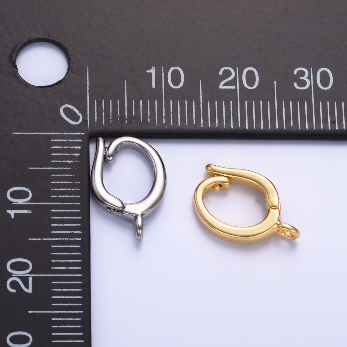 24K Gold Filled 15mm Minimalist Pull Snap Latch Bail Findings in Gold & Silver | Z1046