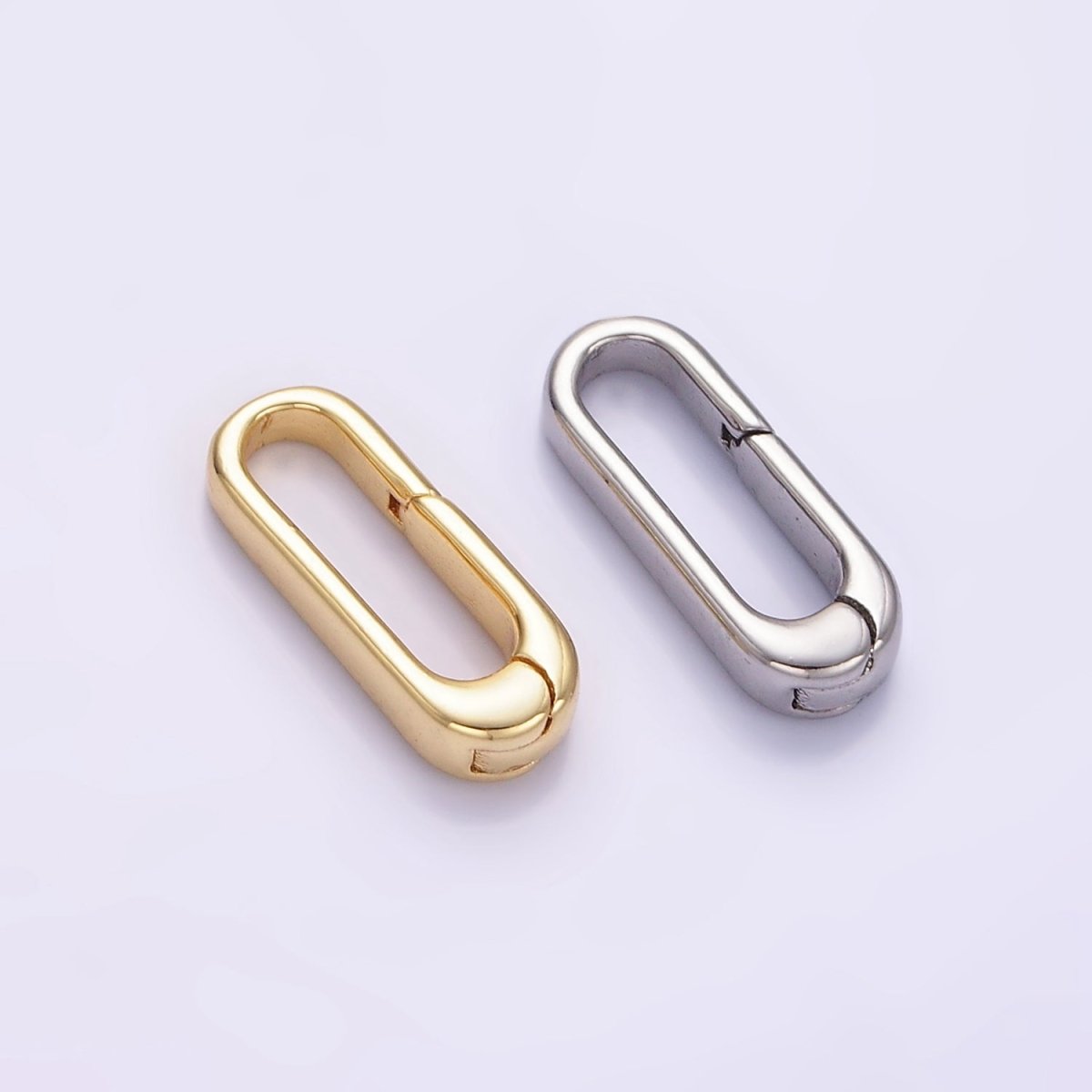 24K Gold Filled 15mm Oblong Push Spring Gate Findings in Gold & Silver | Z804