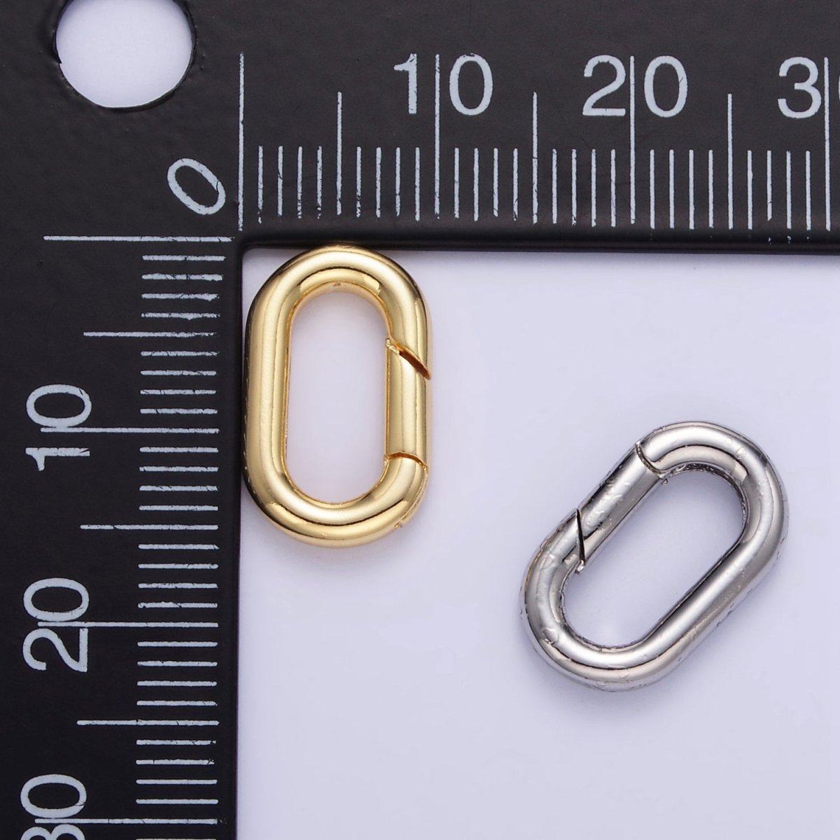 24K Gold Filled 15mm Oblong Push Gate Enhancer Findings in Gold & Silver | L078