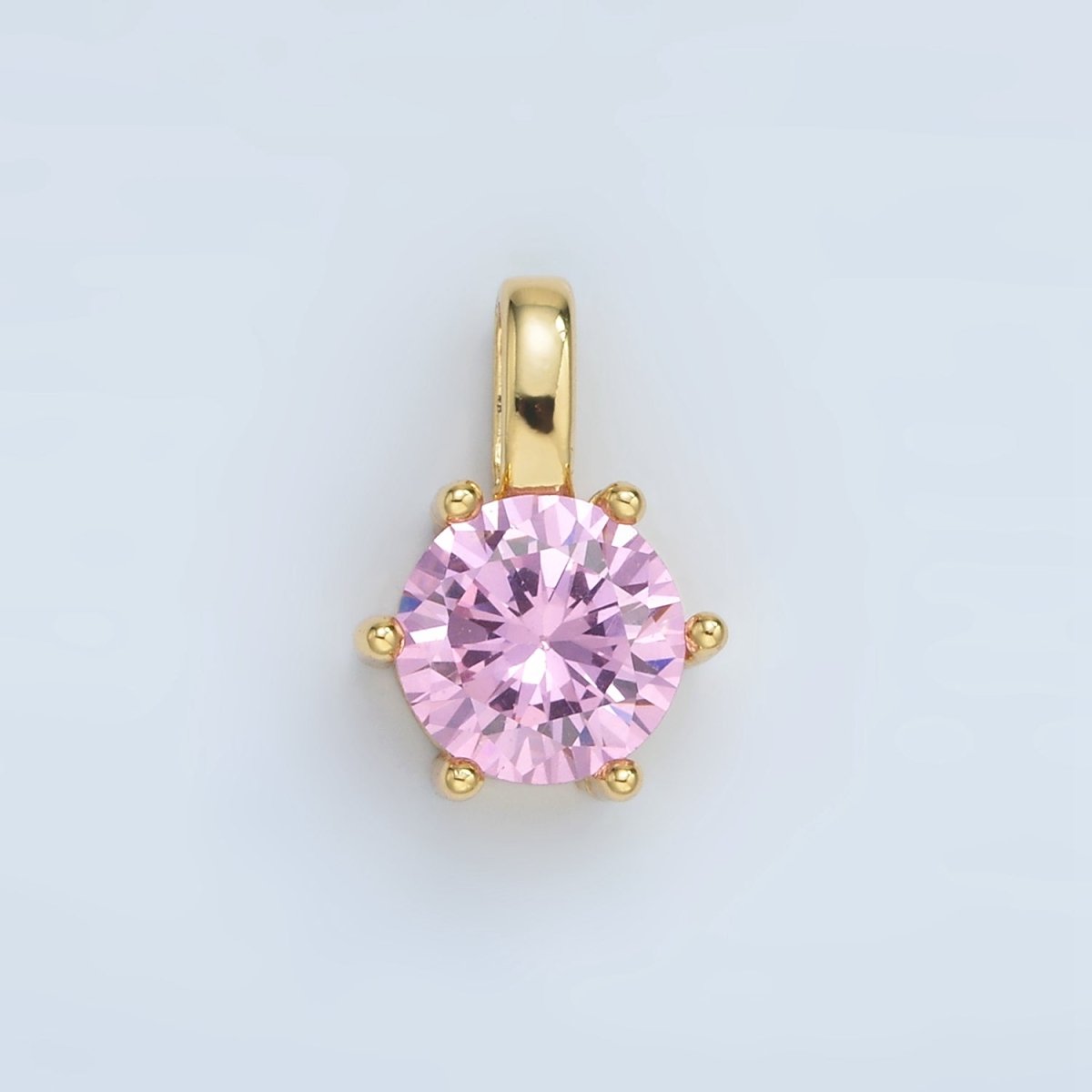 24K Gold Filled 15mm Round CZ Minimalist Personalized Pendant | AA1382