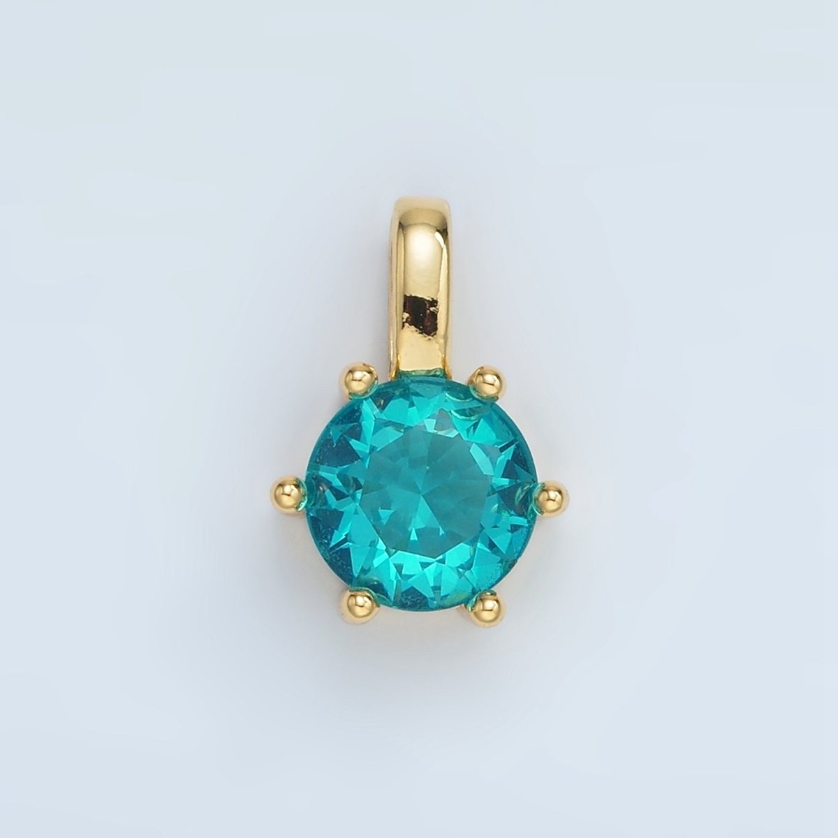 24K Gold Filled 15mm Round CZ Minimalist Personalized Pendant | AA1382