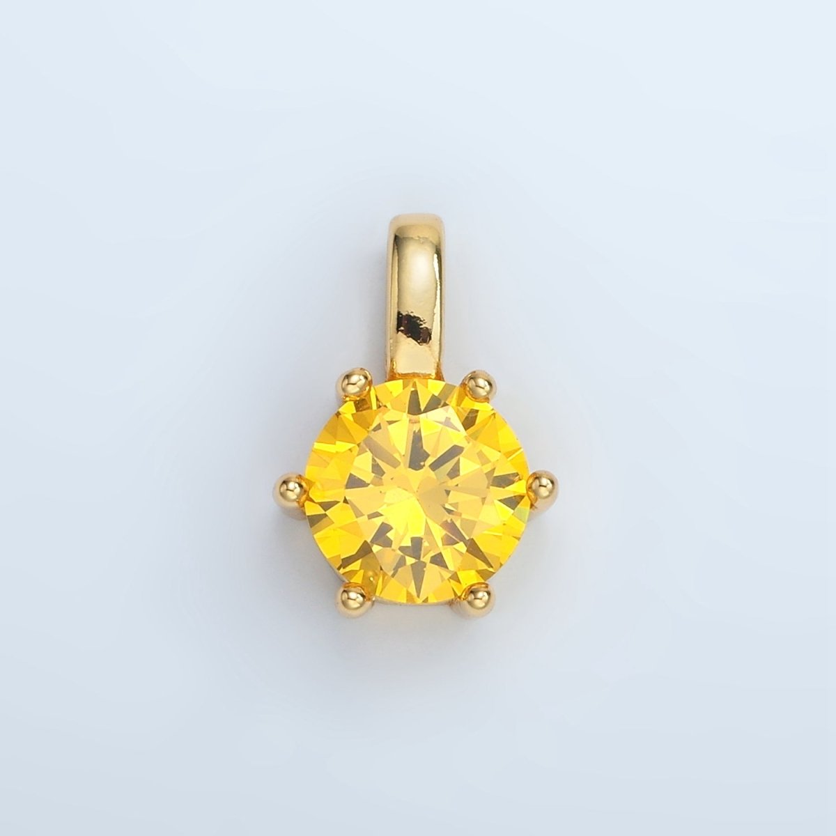 24K Gold Filled 15mm Round CZ Minimalist Personalized Pendant | AA1382