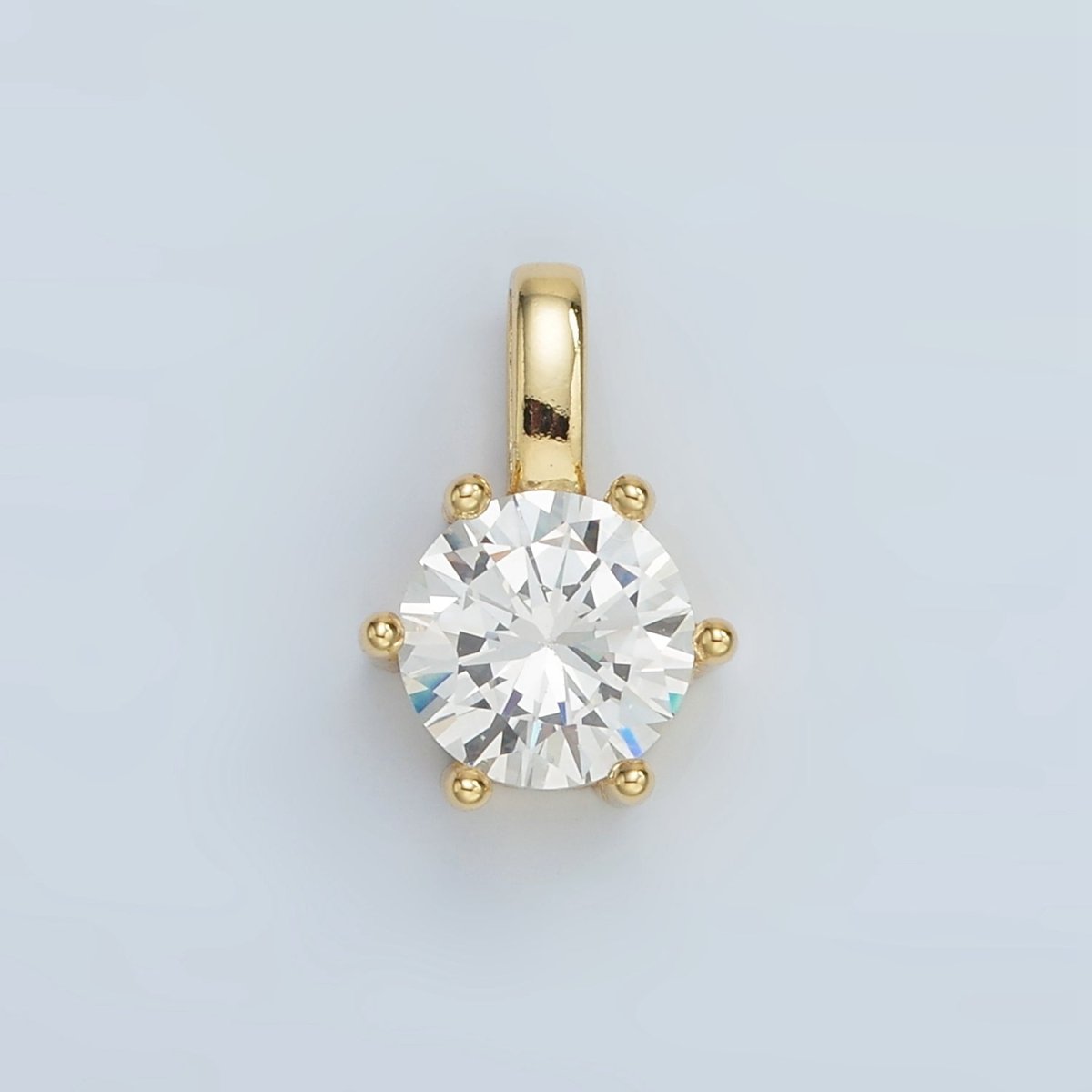24K Gold Filled 15mm Round CZ Minimalist Personalized Pendant | AA1382
