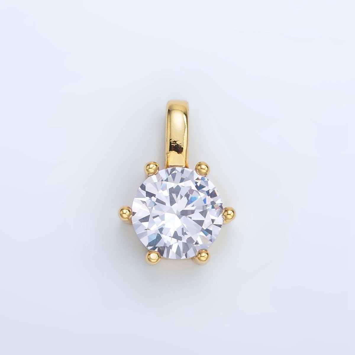 24K Gold Filled 15mm Round CZ Minimalist Personalized Pendant | AA1382