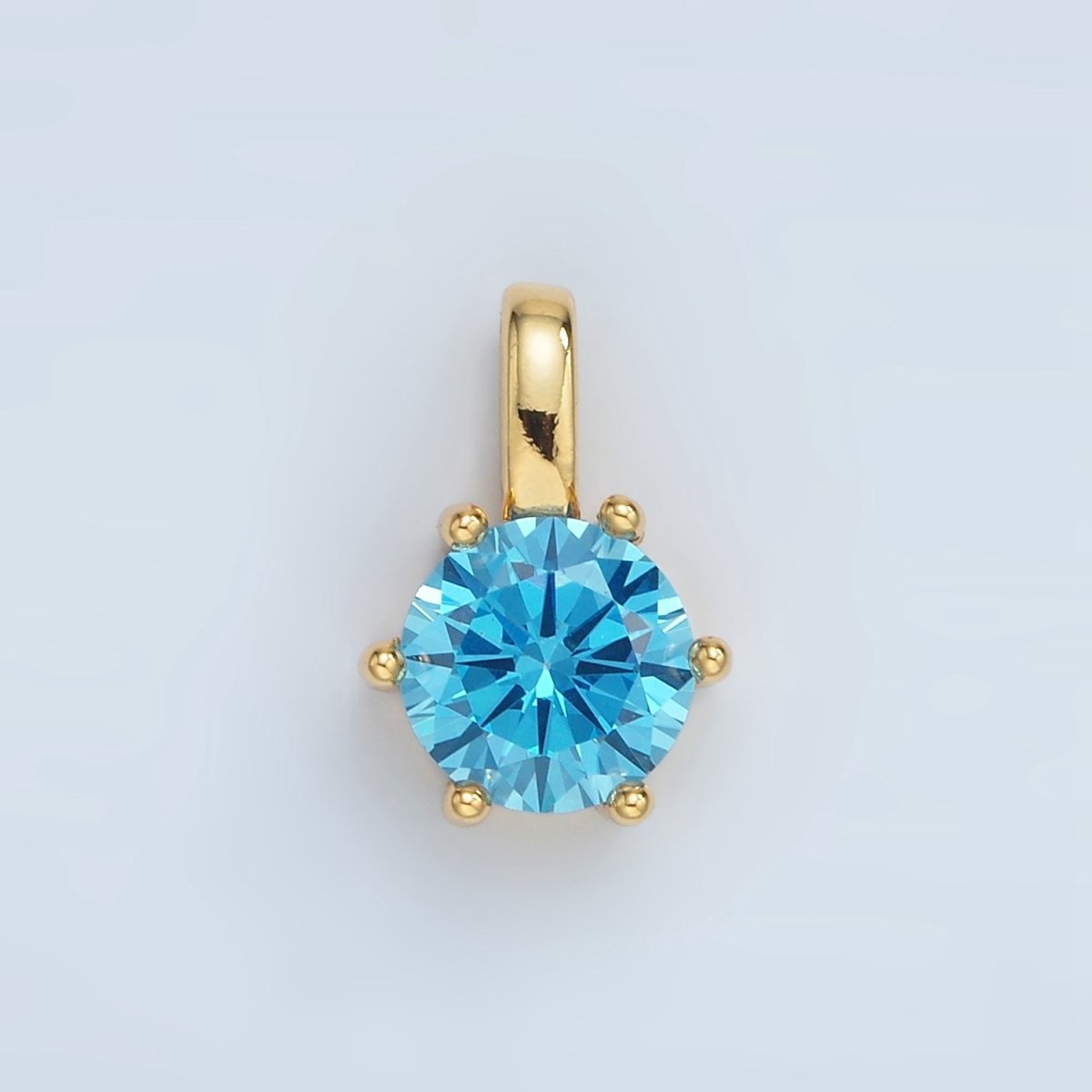 24K Gold Filled 15mm Round CZ Minimalist Personalized Pendant | AA1382